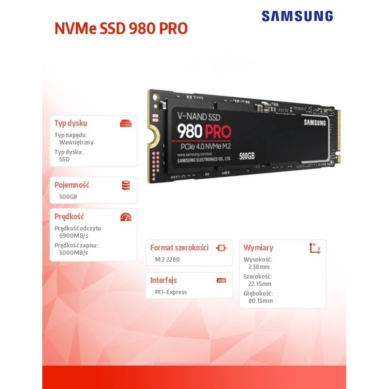 Samsung Dysk SSD 980PRO Gen4.0x4 NVMeMZ-V8P500BW 