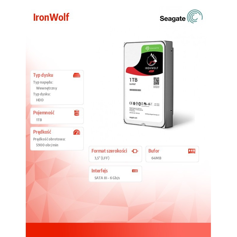 14991 Seagate IronWolf 1TB 3,5'' 64MB ST1000VN002
