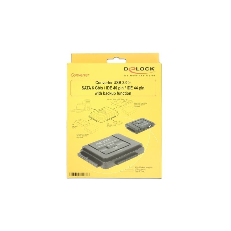 185075 Delock Adapter USB 3.0-SATA/IDE 40/44PIN+Backup 