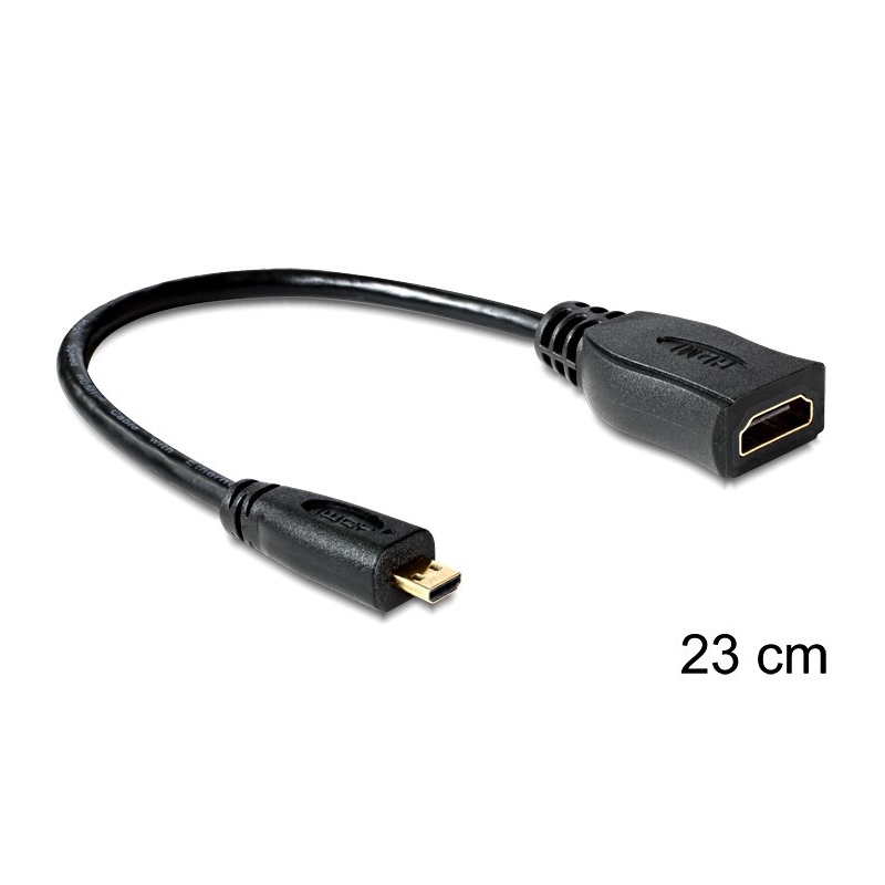 185276 Delock Adapter Micro HDMI-D(M)-HDMI-A(F) 23cm 