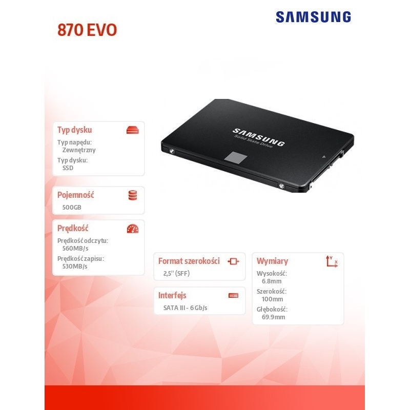 Samsung Dysk SSD 870EVO MZ-77E500B/EU 500GB 