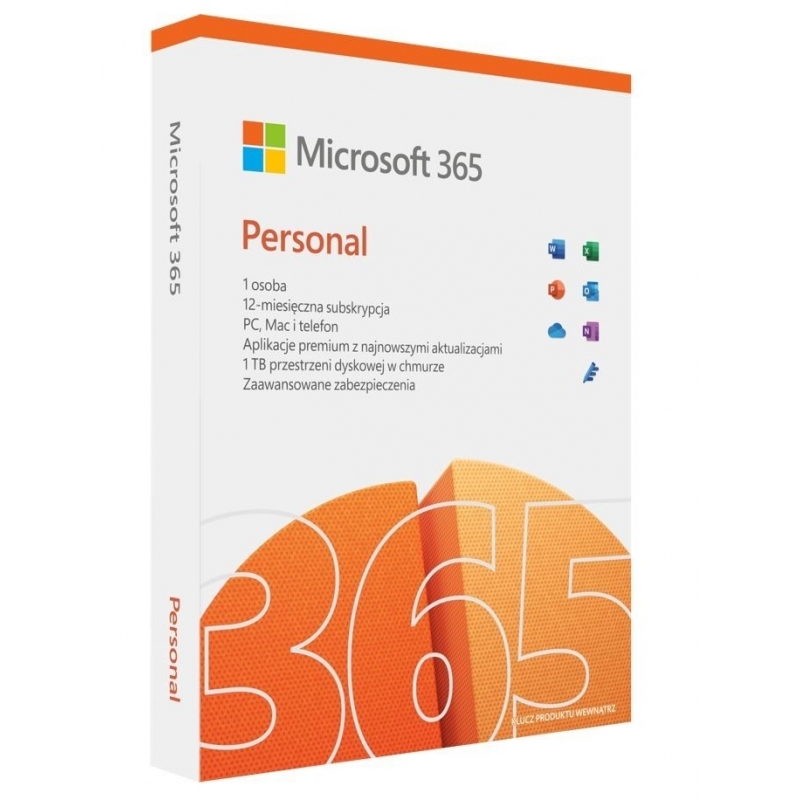 198334 Microsoft 365 Personal 1Y 1U PL Box Win/Mac 32/64bit QQ2-01434
