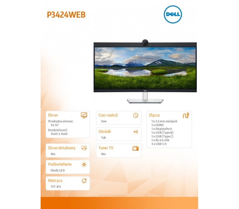 256766 Monitor 34.14" IPS Dell 210-BFOB 3440x1440 21:9 Czarny