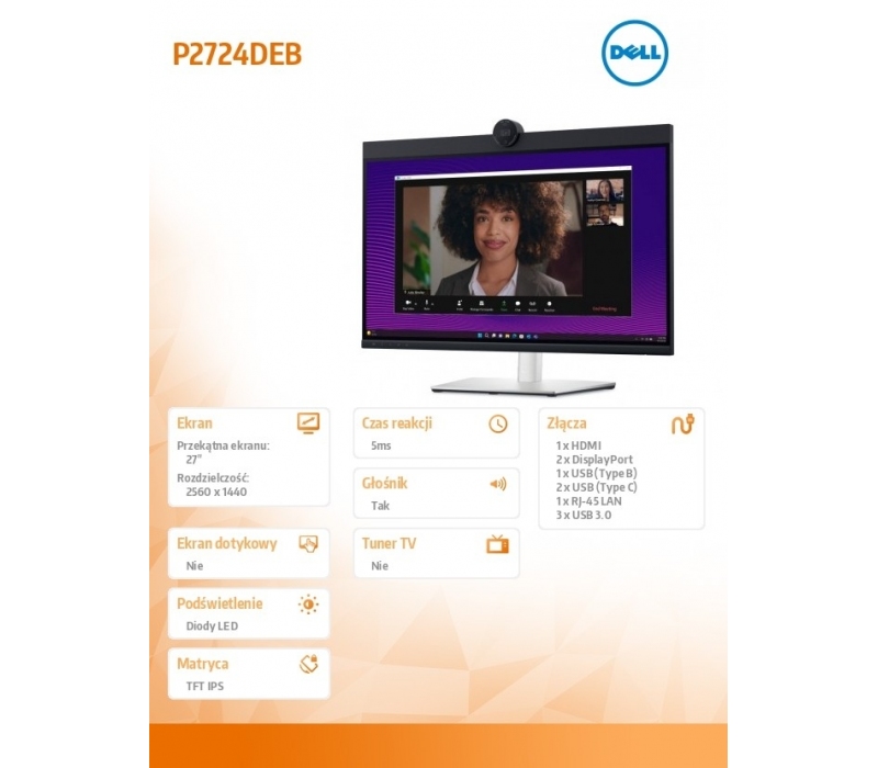257422 Monitor 27" IPS Dell 210-BFMZ 2560x1440 16:9 Srebrny
