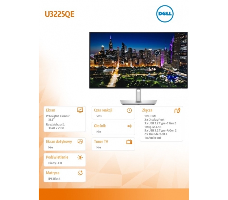 441768 Monitor 31.5" IPS Black Dell 210-BQTK 3840x2160 16:9 Srebrny