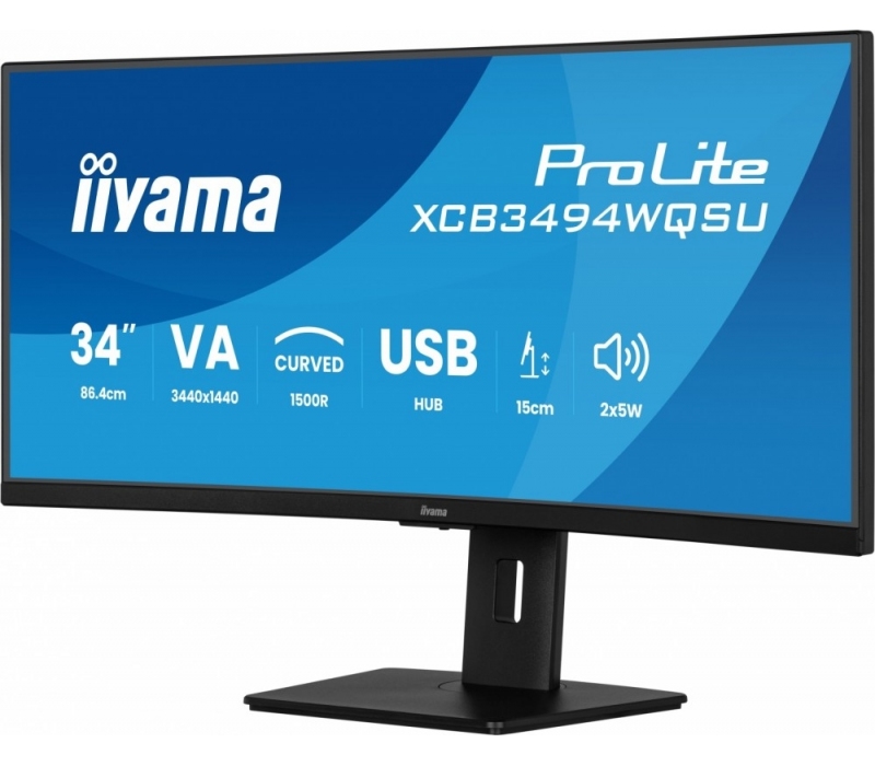 442315 Monitor IIYAMA ProLite/34" UWQHD VA/21:9/120 Hz/1500R/2x HDMI/DP/USB HUB/GŁOŚNIKI/3 lata carry-in