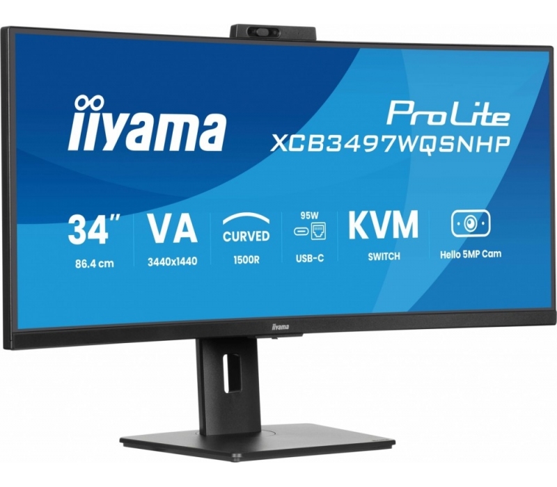 446365 Monitor IIYAMA ProLite/34" UWQHD VA/21:9/120 Hz/1500R/2x HDMI/DP/USB HUB/RJ45/CAM/GŁOŚNIKI/5 lat carry-in