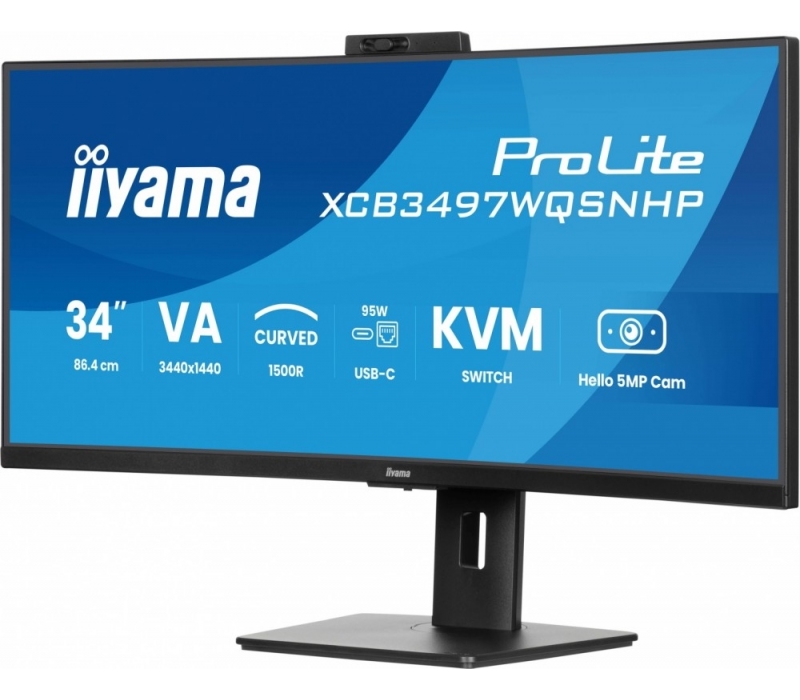 446366 Monitor IIYAMA ProLite/34" UWQHD VA/21:9/120 Hz/1500R/2x HDMI/DP/USB HUB/RJ45/CAM/GŁOŚNIKI/5 lat carry-in