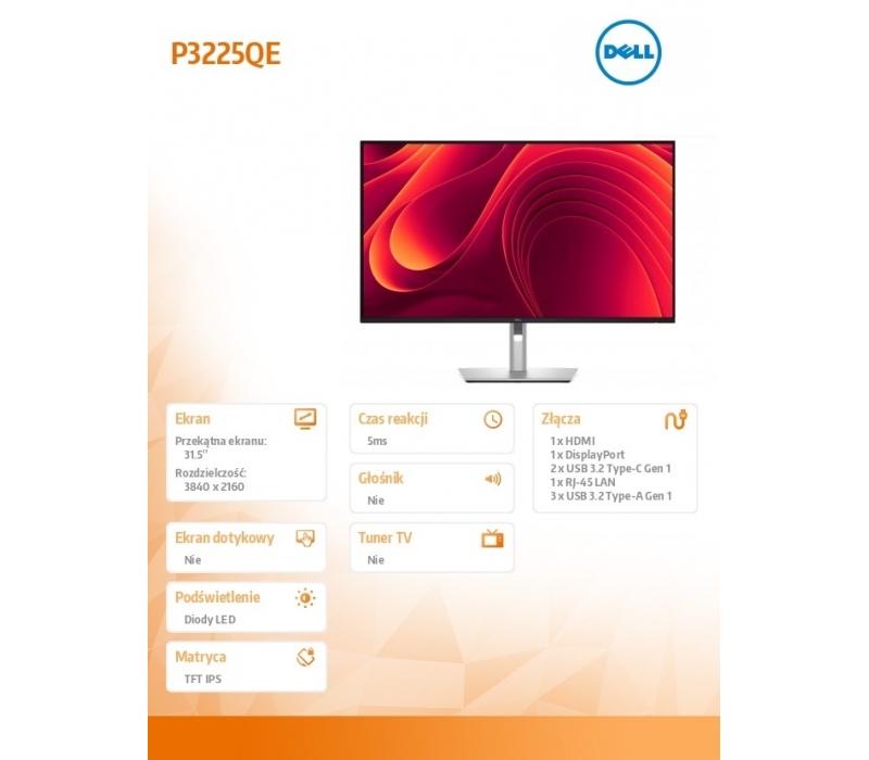 447759 Monitor 31.5" IPS Dell 210-BQZY 3840x2160 16:9 Czarny