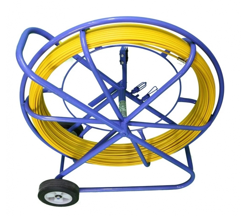 449253 Extralink Pilot z włókna szklanego FRP do przeciągania kabli 9mm, 150m,  żółty, z kółkami