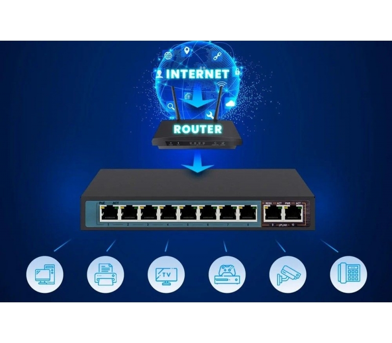 449283 Extralink Przełącznik Ceres EX-SF1008P 8 portów 10-100Mbps
