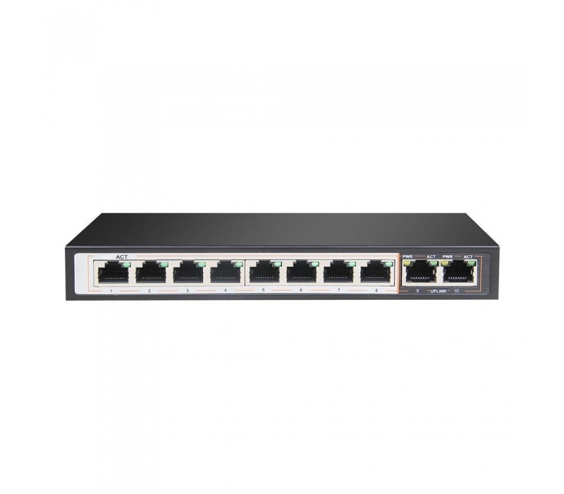 449303 Extralink Switch Perses 8X EX-SG1008PE 10/100/1000M TX PoE AT/AF,  2X GE SFP Full Gigabit PoE 