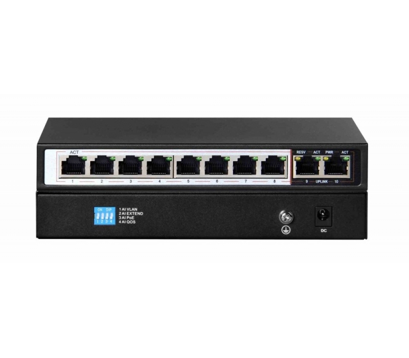 449306 Extralink Switch Perses 8X EX-SG1008PE 10/100/1000M TX PoE AT/AF,  2X GE SFP Full Gigabit PoE 