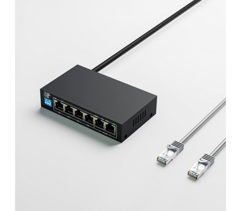 449314 Extralink Przełącznik EUROS V2 6 portów POE SWITCH 4 porty 10-100MBPS POE + 2 porty UPLINK 802.3AF 60W
