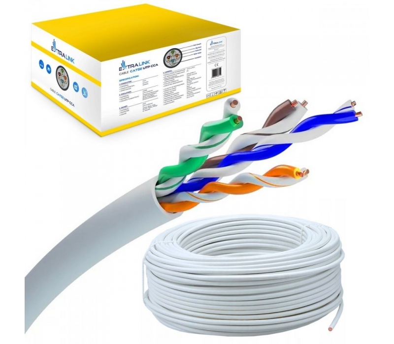 449751 Extralink Kabel sieciowy CAT5E UTP(U/UTP) V2 wewnętrzny 100M skrętka 