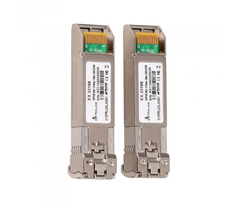 449807 Extralink Moduł SFP28 25G 2-Pak 25Gbps,LC/UPC Duplex, 1310nm,  10km, single mode, DOM 