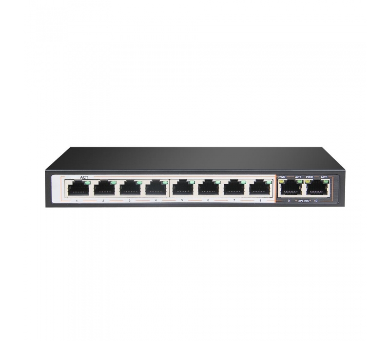 451277 Extralink Switch Perses 8X EX-SG1008PE 10/100/1000M TX PoE AT/AF,  2X GE SFP Full Gigabit PoE 
