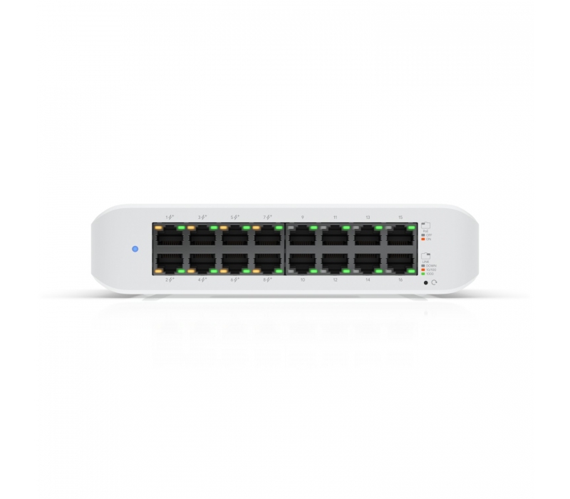 451556 UBIQUITI Ubiquiti USW-LITE-16-POE | Switch | UniFi Gen2, 16x RJ45 1000Mb/s, 8x PoE+, 45W