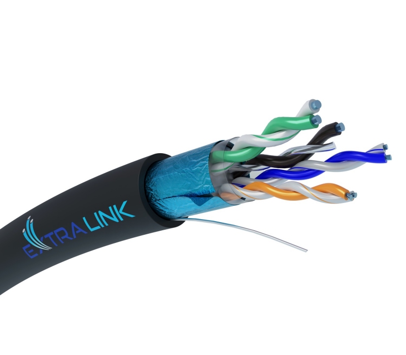451609 Extralink CAT5E FTP (F/UTP) Zewnętrzny żelowany | Kabel sieciowy skrętka | 305M