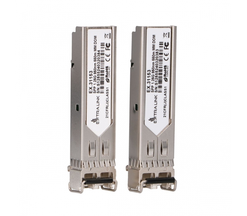 452099 Extralink Moduł SFP 1.25G 2-pak 1,25Gbps, LC/UPC, 850nm, 550m, multi mode, DOM 