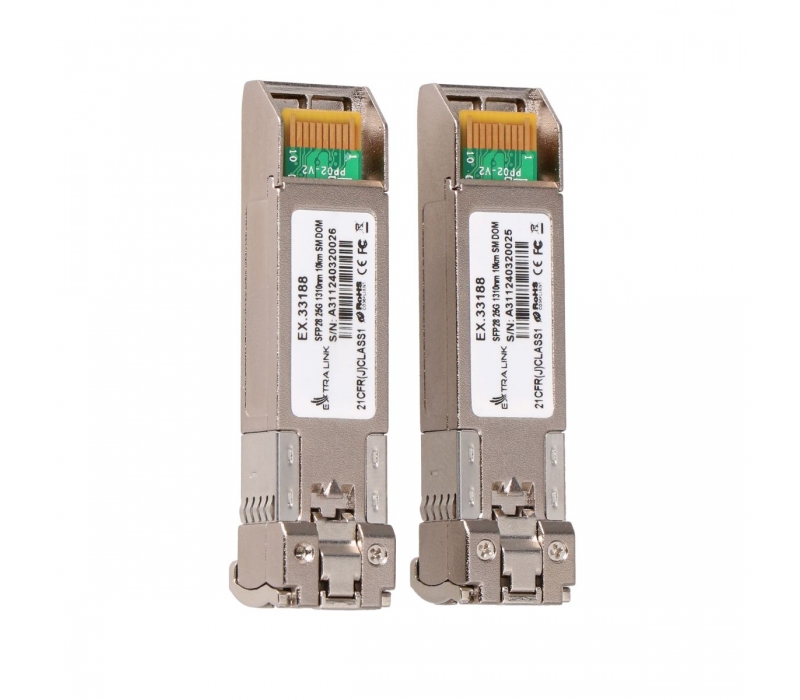 452139 Extralink Moduł SFP28 25G 2-Pak 25Gbps,LC/UPC Duplex, 1310nm,  10km, single mode, DOM 