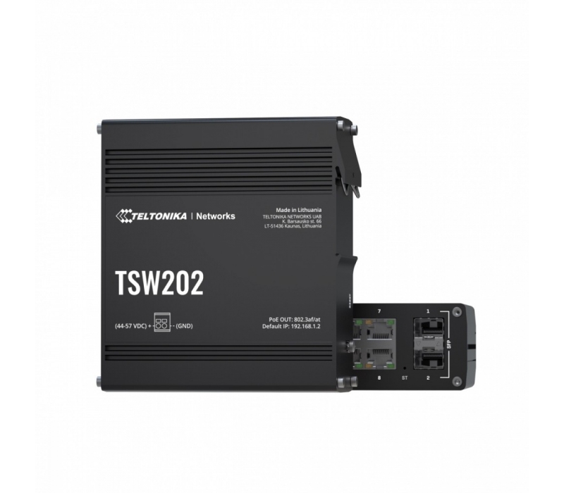452560 TELTONIKA Przełącznik zarządzalny przemysłowy TSW202 2xSFP 8xPoE+ L2/L3