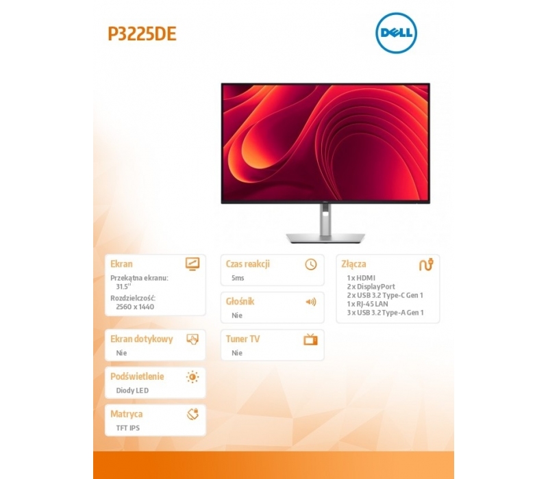 453275 Monitor 31.5" IPS Dell 210-BRDP 2560x1440 16:9 Czarny