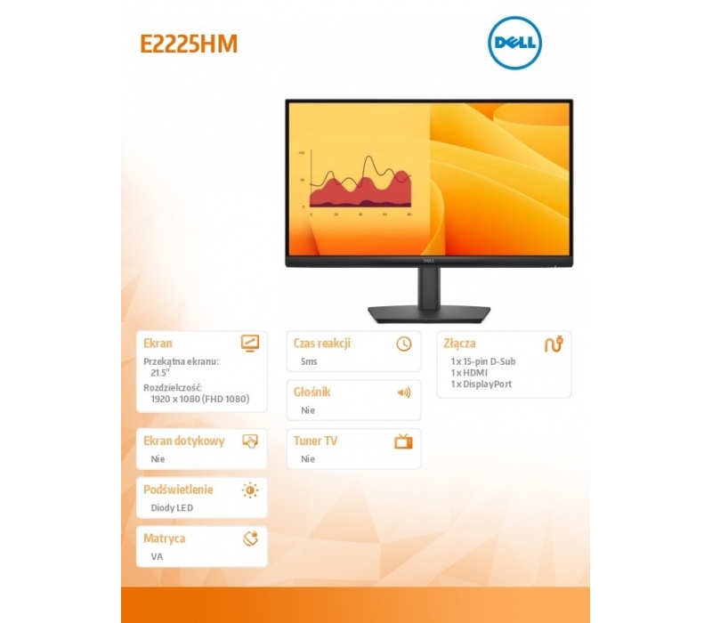 453289 Monitor 21.5" VA Dell 210-BQMZ 1920x1080  16:9 Czarny