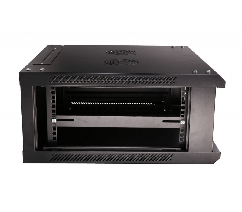 455079 Extralink Szafka wisząca rack 4U 600x600 czarna szklane drzwi