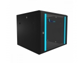455112 Extralink Szafka wisząca rack 9U 600x600 czarna szklane drzwi 