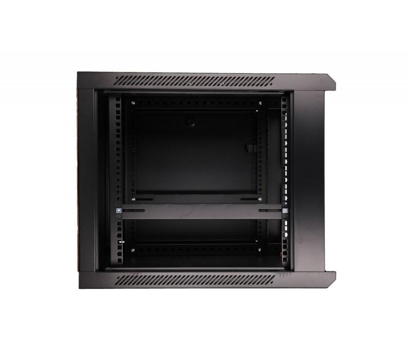 455117 Extralink Szafka wisząca rack 9U 600x600 czarna szklane drzwi 