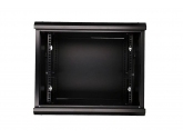 455119 Extralink Szafka wisząca rack 9U 600x600 czarna szklane drzwi 