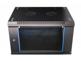 455125 Extralink Szafka wisząca rack 6U 600x450 czarna szklane drzwi 