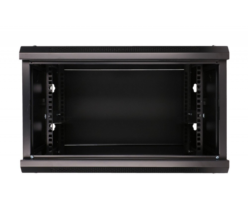455126 Extralink Szafka wisząca rack 6U 600x450 czarna szklane drzwi 