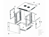 455141 Extralink Szafka wisząca rack 9U 600x450 czarna szklane drzwi 