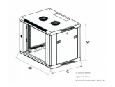 455142 Extralink Szafka wisząca rack 9U 600x450 czarna szklane drzwi 