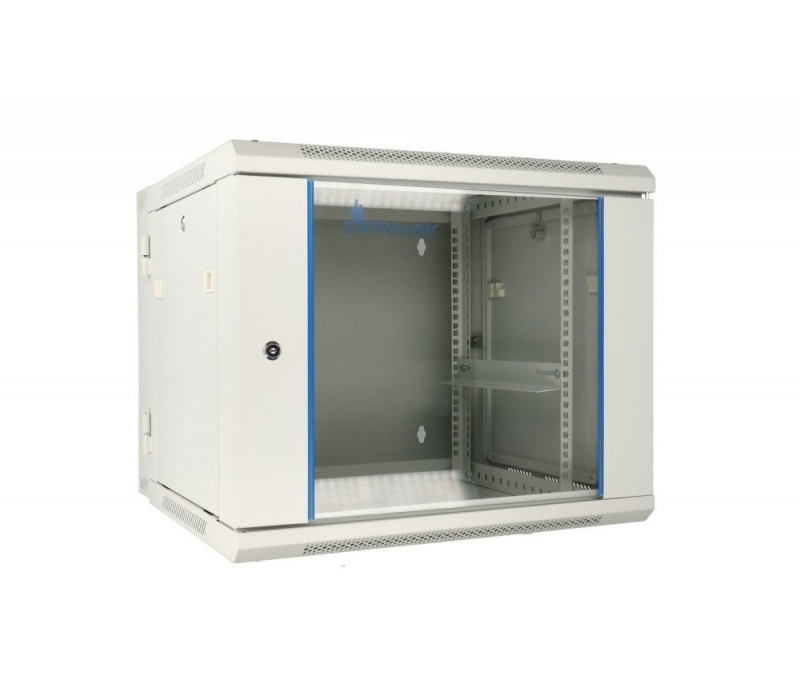 455226 Extralink Szafka wisząca rack 9U 600x600 szara dwusekcyjna 