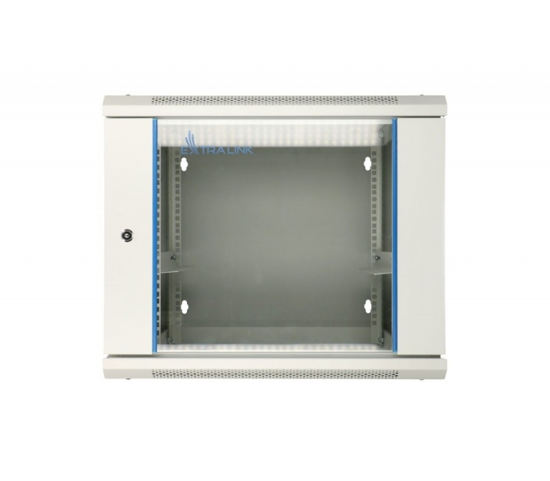 455227 Extralink Szafka wisząca rack 9U 600x600 szara dwusekcyjna 