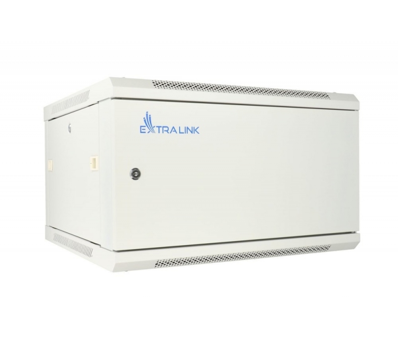 455240 Extralink Szafka wisząca rack 6U 600x450 szara z metalowymi drzwiami 