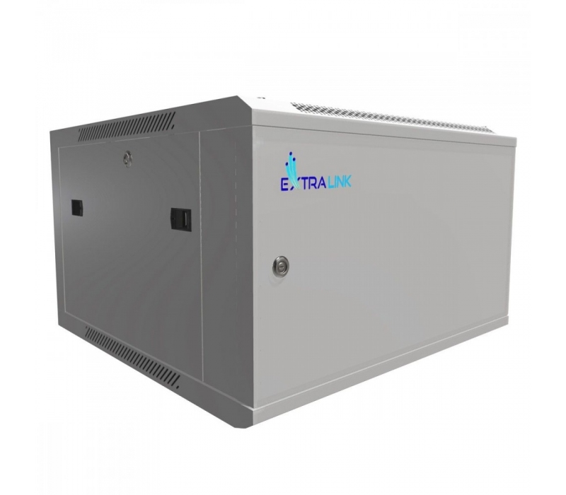 455251 Extralink Szafka wisząca rack 6U 600x600 szara metalowe drzwi 