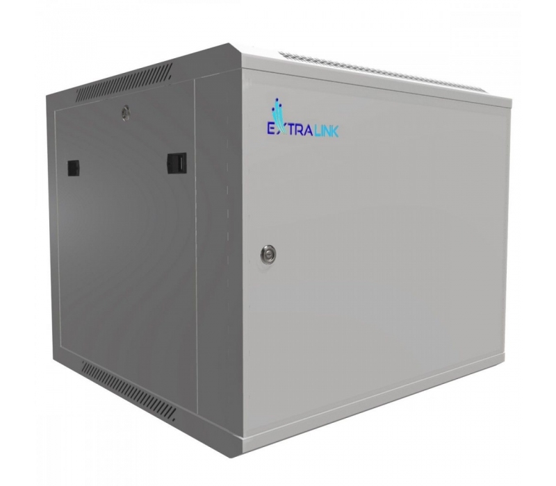 455275 Extralink Szafka wisząca rack 9U 600x600 szara metalowe drzwi 