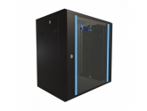 455287 Extralink Szafka wisząca rack 12U 600x450 czarna szklane drzwi 