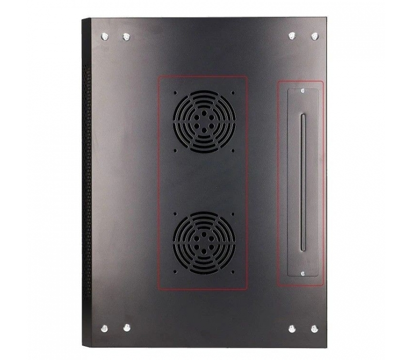 455297 Extralink Szafka wisząca rack 12U 600x450 czarna szklane drzwi 
