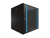 455322 Extralink Szafka wisząca rack 12U 600x600 czarna szklane drzwi 