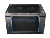 455941 Extralink Szafka wisząca rack 6U 600x600 czarna szklane drzwi 