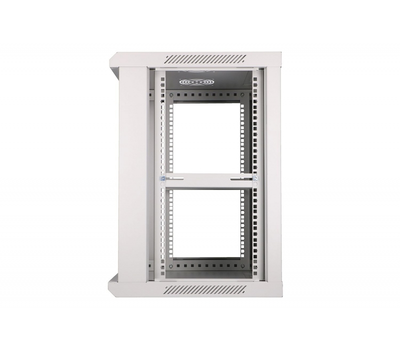 455994 Extralink Szafka wisząca rack 12U 600x600 szara szklane drzwi 