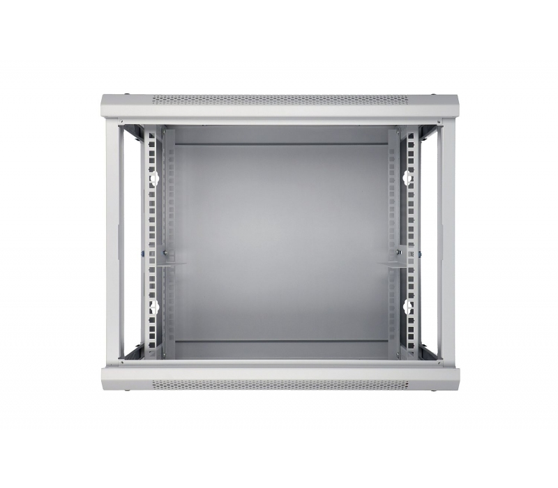 456037 Extralink Szafka wisząca rack 9U 600x600 szara szklane drzwi 