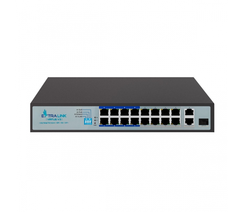 456374 Extralink Przełącznik VIRTUS V3 PoE 16x100Mb/s 150W 