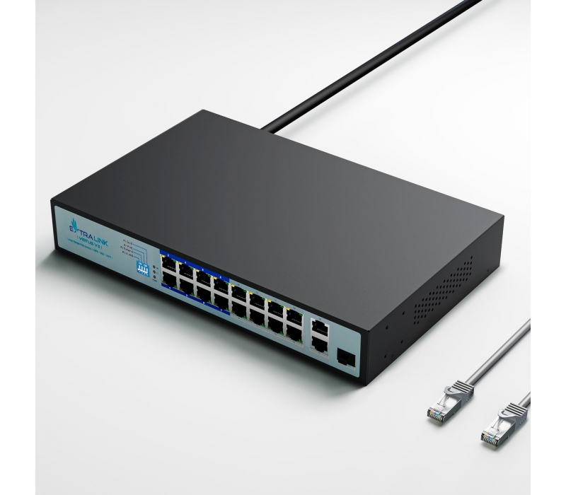 456376 Extralink Przełącznik VIRTUS V3 PoE 16x100Mb/s 150W 
