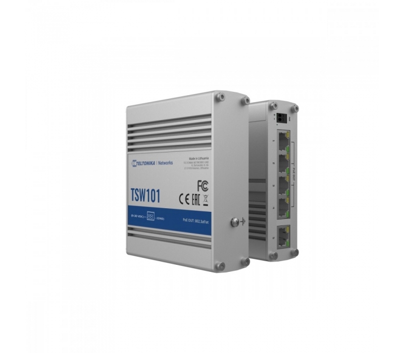 456573 TELTONIKA Przełącznik przemysłowy TSW101 5xGbE 4xPoE+